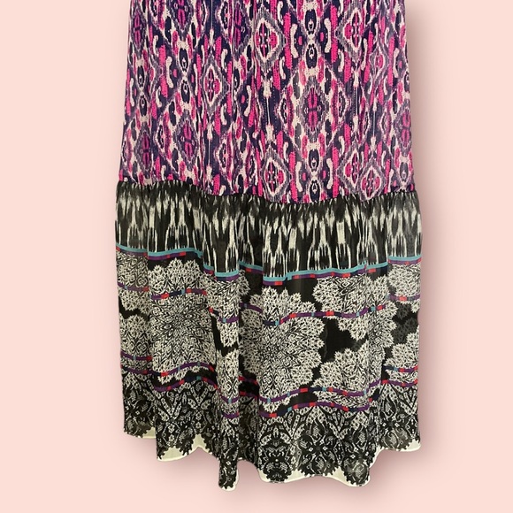 Express Colorful Mixed Print Ikat Semi Sheer Lined Maxi Dress Size XS Sleeveless - Picture 5 of 5